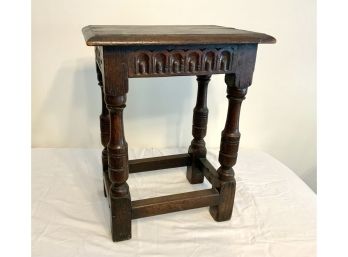 Antique English Joint Stool Carved Skirt