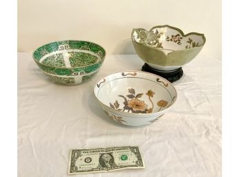 Trio Of Asian Decorated Porcelain Bowls