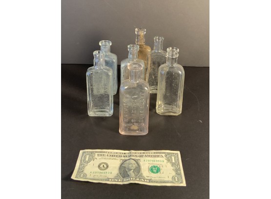 Barn Find Of  7 Small Vintage/antique Glass Bottles.