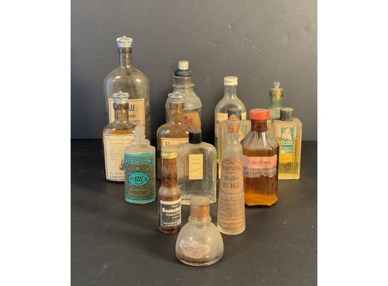 Barn Find, 14 Vintage/antique Glass Bottles With Lables