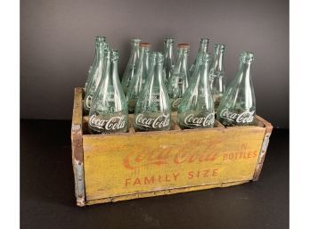 Vintage Wood Coca Cola Advertising Crate With 12 Bottles
