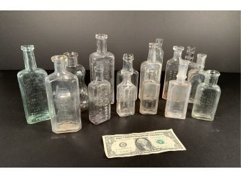 15 Assorted Embossed Vintage Bottles