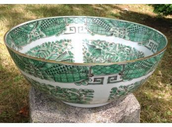 Asian Green And Gold Ceramic Bowl