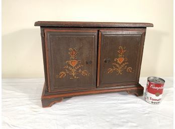 Antique Hand Painted Table Top Chest With Interior Drawers