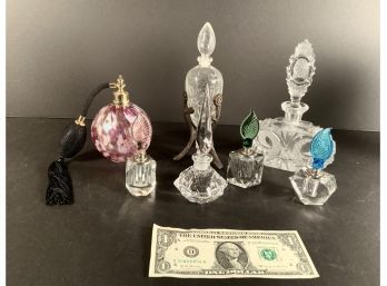 Collection Of 7 Vintage Perfume And Scent Dresser Bottles