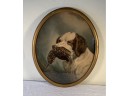 Antique Lithograph Of Hunting Dog With Bird
