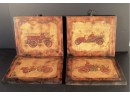 Vintage Decoupage Plaques Of Old Time Fire Engines
