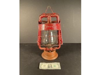 Vintage Dietz King  Fire Dept. Oversize Firemans Lantern With Clear Lens.