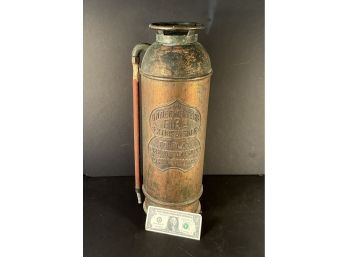 Original Knight & Thomas Copper & Brass Fire Extinguisher Circa 1898