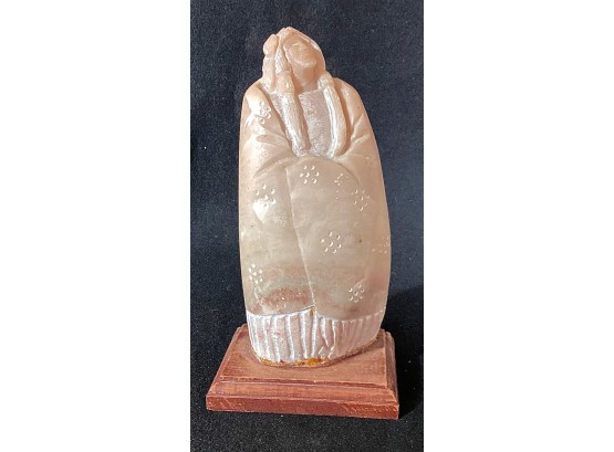 Serene Native American Marble Sculpture Of Woman Signed BRNY