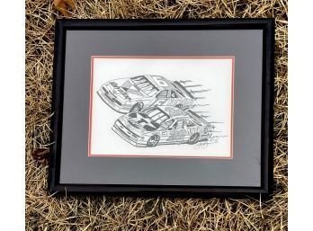 NASCAR Duo Race Car  Drawing From The Late Artist Sam Bass/ 1997