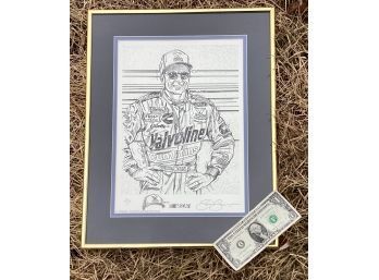 NASCAR Quick Sketch Signed In Pencil By The Late Sam Bass