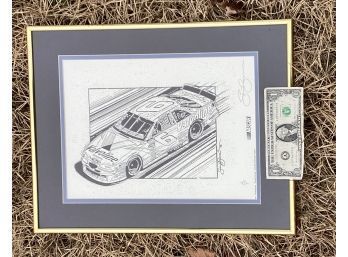 NASCAR Quick Sketch An Artist Proof Sketch Signed By The Late Sam Bass.