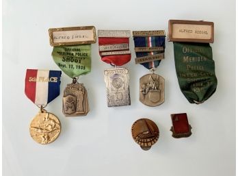 Lot Of 1930s Vintage Police Sharpshooter Medals & WWII MEDAL