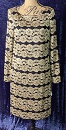 NWT Gold Metallic And Black Lace Dress By Jessica H Size 14