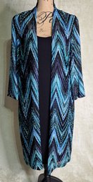 Black Sheath Dress With Attached Chevron Print Jacket Size 14