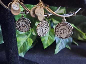 Alex And Ani Trio Of Celtic Inspired Bracelets, Claddagh, Tree Of Life & Power Of Unity