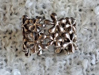 Sterling Flower Cutout Wide Band Ring