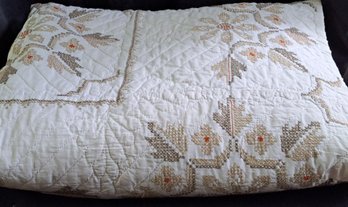 Fabulous Hand Made Vintage 1957 Cross Stitch Quilt 60 X 90