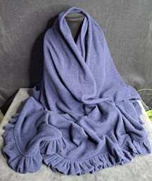 Stunning Navy Wool And Cashmere Ruffled Shawl From Charter Club