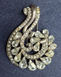 Fabulous 1940's Eisenburg Sterling Silver And Rhinestone Brooch