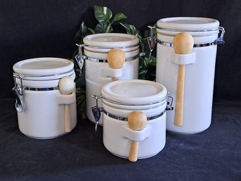 4 Jar White Ceramic Cannister Set