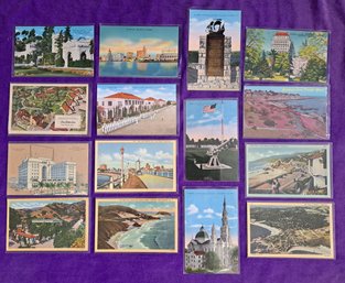 Collection Of Vintage Postcards From 30's To 70's Mostly California 15 Cards