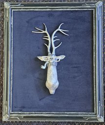 Wild & Wonderful Steampunk With An Attitude Resin Deer W/ Glasses And Pipe On Black Velvet In Painted  Frame