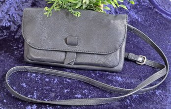 Lucky Brand Black Pebble Grain Leather Convertible Shoulder Bag/ Clutch