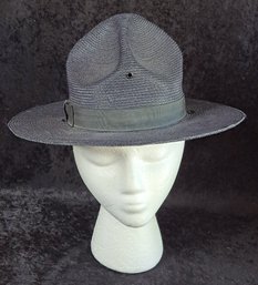 Vintage State Trooper's Hard Straw Hat In Navy Blue