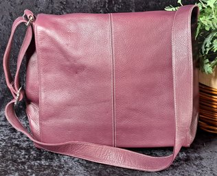 Levenger Burgundy Leather Messenger Bag