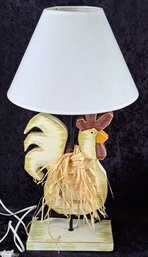 Charming Wood Rooster Lamp