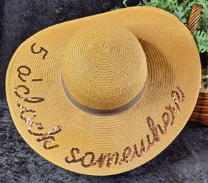 5 O'clock Somewhere Sequined Straw Hat By Sun- N- Sand Headwear