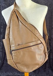 Brown Leather Crossbody Healthy Back Bag By AmeriBag