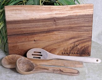 Gorgeous Asian Walnut Cutting Board By Tuckahoe Hardwoods  And Trio Of Hand Hewn Spoons