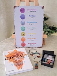 Chakra Collection: Stones And Crystals, Metal Chakra Sign, Pendant And Bracelet & Crystals Book