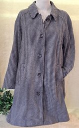 Land's End Wool & Casmere Blend Navy And Gray Houndstooth Swing Coat Size 16