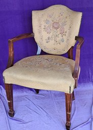 Vintage Empire Style Chair With Floral Tapestry Upholstery