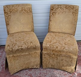 Pair Of Velvet Upholstered Parsons Chairs