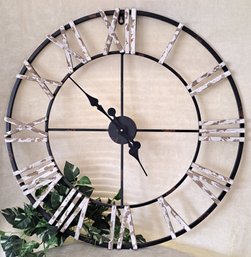Beautiful Rustic Steampunk Style Clock With Distressed, Painted Wood Numerals 26 Inches In Diameter