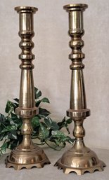 Amazing, Heavy, Vintage Solid Brass 19 Inch Tall Candlesticks