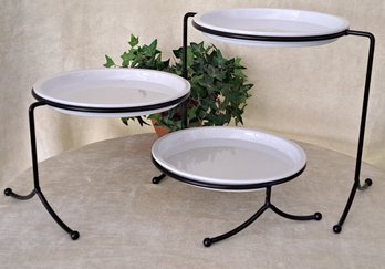Pier 1 Porcelain Swivel Three Tier Serving Tray/ Cake Stand