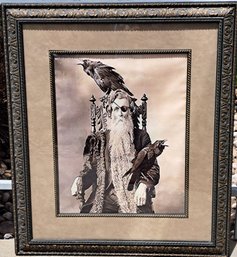 One- Eyed Man With Ravens Canvas Print Of Vintage Phtograph Sepia Tones 26 X 31