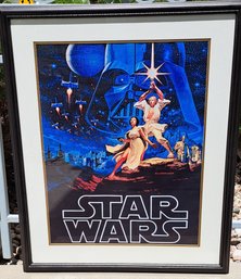 Star Wars Reproduction Print On Canvas Framed And Matted 30.5 X 36.5