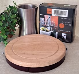 Cheese Board With Hidden Cheese Knives, Stainless Wine Cooler & NIB SkyBar Wine Chillers