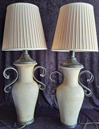 Fabulous Pair Of Grecian Urn Style Lamps 42 Inches Tall