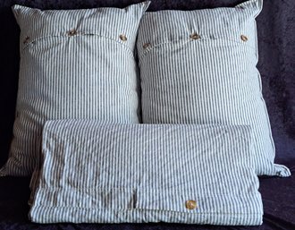 Linen Blend Seersucker Gray And Cream Queen Duvet Cover And 2 Pillow Covers With Wamsutta Pillows