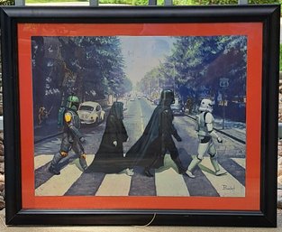 Star Wars Take- Off On Abbey Road Framed Print On Canvas