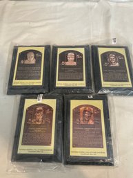 (5) Baseball Hall Of Fame Plaques