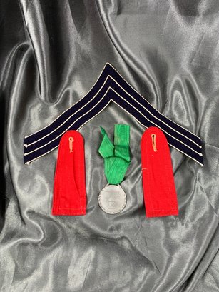 U.S. Civil War  Spanish American War Medal, Shoulder Boards, And Sergeant Chevron